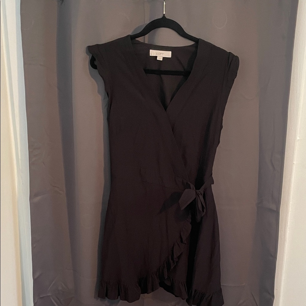 LOFT Black Wrap Mini Dress